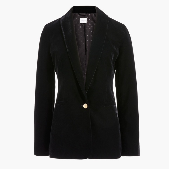 J. Crew Velvet Shawl Collar Blazer Black Size 2, Xs
